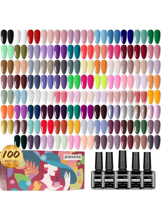 100 Pcs Gel Nail Polish Kit No Wipe Soak Off Base Coat And Matte Glossy Top Coat Gel Polish Collections Gifts For Manicure Lovers