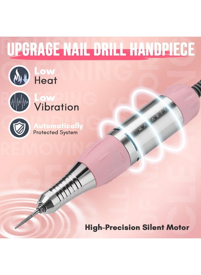 Nail Drill Portable Electric Nail File Machine Geneviere E File Pink Jd700 Professional 30000Rpm Manicure Drill For Acrylic Nails Poly Nail Gel Polish Beauty Gift