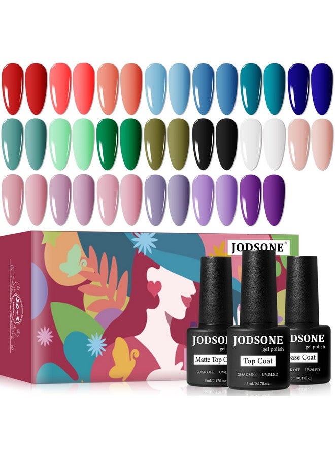 23 Pcs Gel Nail Polish Set With Base Glossy And Matte Top Coat Multicolored Gel Nail Long Lasting Suitable For All Seasons