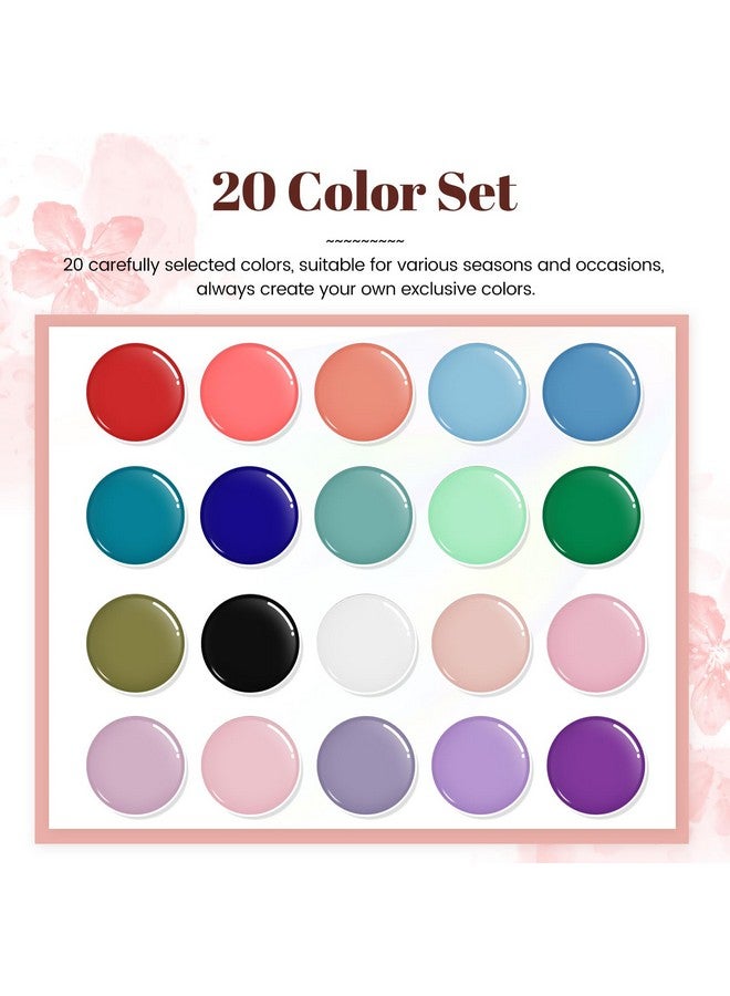 23 Pcs Gel Nail Polish Set With Base Glossy And Matte Top Coat Multicolored Gel Nail Long Lasting Suitable For All Seasons