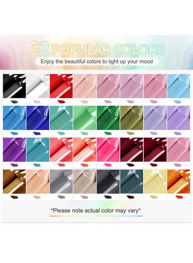 36 Pcs Gel Nail Polish Set32 Colors Gel Polish Kit Base Coat Glossy Matte And Glitter Top Coat Nail Polish Set Green Blue Red Pink Collection Gifts For Women