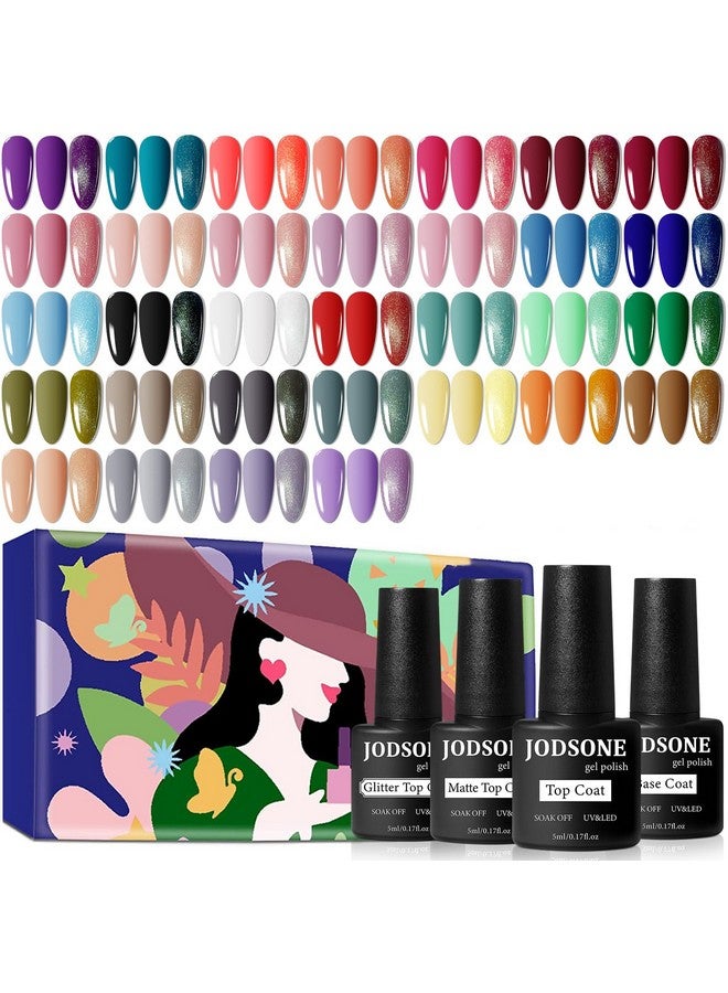36 Pcs Gel Nail Polish Set32 Colors Gel Polish Kit Base Coat Glossy Matte And Glitter Top Coat Nail Polish Set Green Blue Red Pink Collection Gifts For Women
