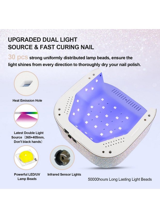 Uv Led Nail Lamp 54W Rechargeable Cordless Nail Lamp Nail Dryer Gel Polish Uv Nail Light With 4 Timer Setting Professional Quick Dry Curing Lamp With Display Auto Sensor For Salon & Home