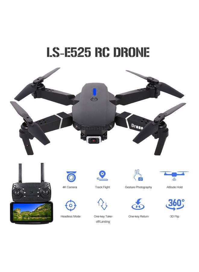 LS-E525 RC Drone with Camera 4K Camera WiFi FPV Drone Headless Mode Altitude Hold Gesture Photo Video Track Flight 3D Filp RC Qudcopter with 3 Batteries Black 21.5*7*18cm