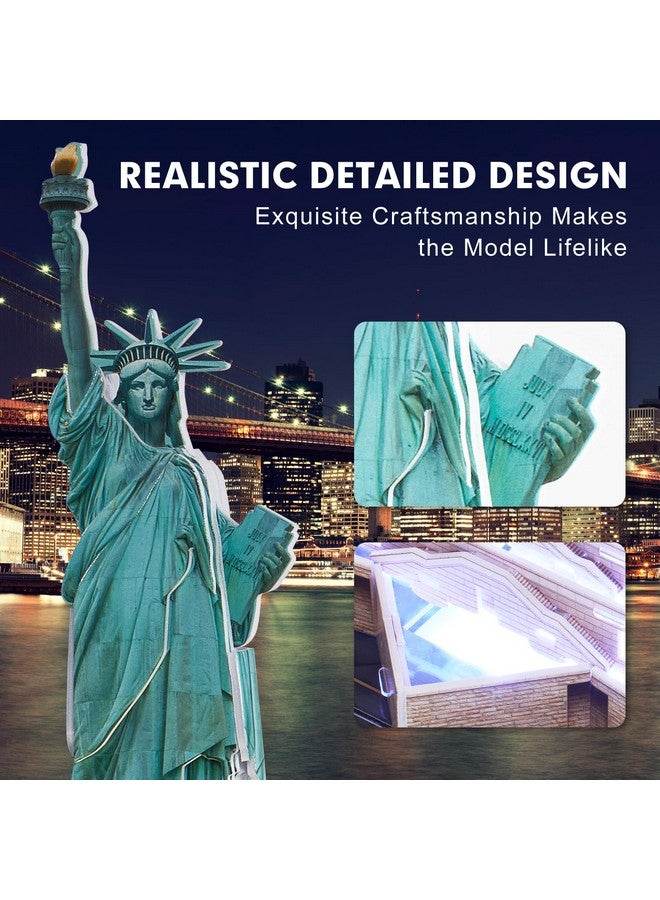 3D Puzzle Led Statue Of Liberty With Colorful Lights 3D Puzzles For Adults Model Kits New York Building Crafts For Adults Brain Teaser Architecture Desk Puzzle Gifts For Women Men