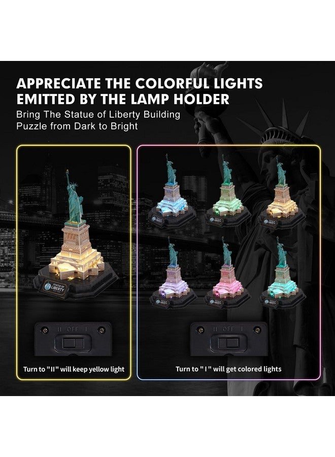 3D Puzzle Led Statue Of Liberty With Colorful Lights 3D Puzzles For Adults Model Kits New York Building Crafts For Adults Brain Teaser Architecture Desk Puzzle Gifts For Women Men