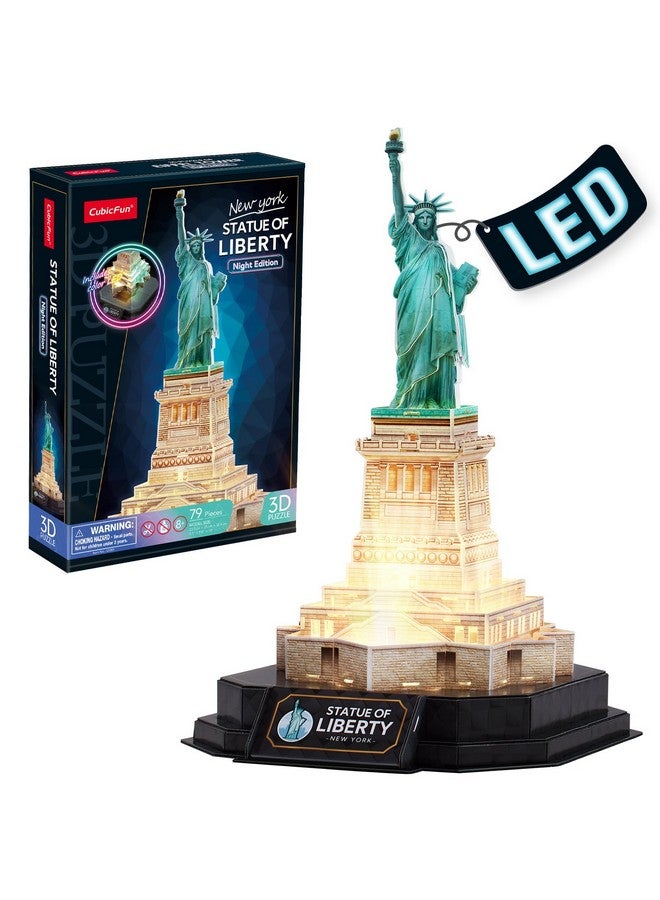 3D Puzzle Led Statue Of Liberty With Colorful Lights 3D Puzzles For Adults Model Kits New York Building Crafts For Adults Brain Teaser Architecture Desk Puzzle Gifts For Women Men