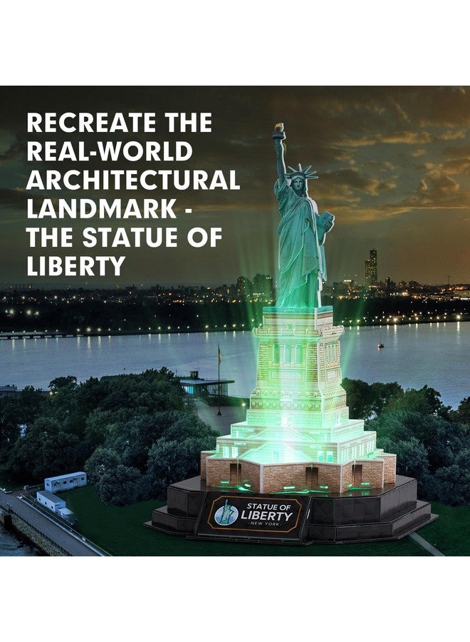 3D Puzzle Led Statue Of Liberty With Colorful Lights 3D Puzzles For Adults Model Kits New York Building Crafts For Adults Brain Teaser Architecture Desk Puzzle Gifts For Women Men