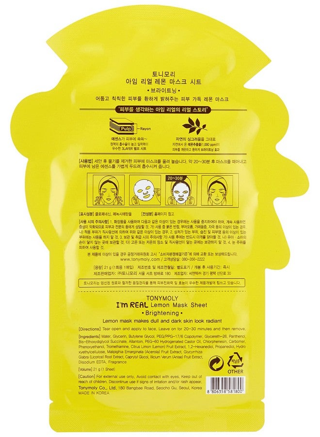 I'M Real Lemon Sheet Mask 10 Count Hydrates Skin And Reduces Wrinkles