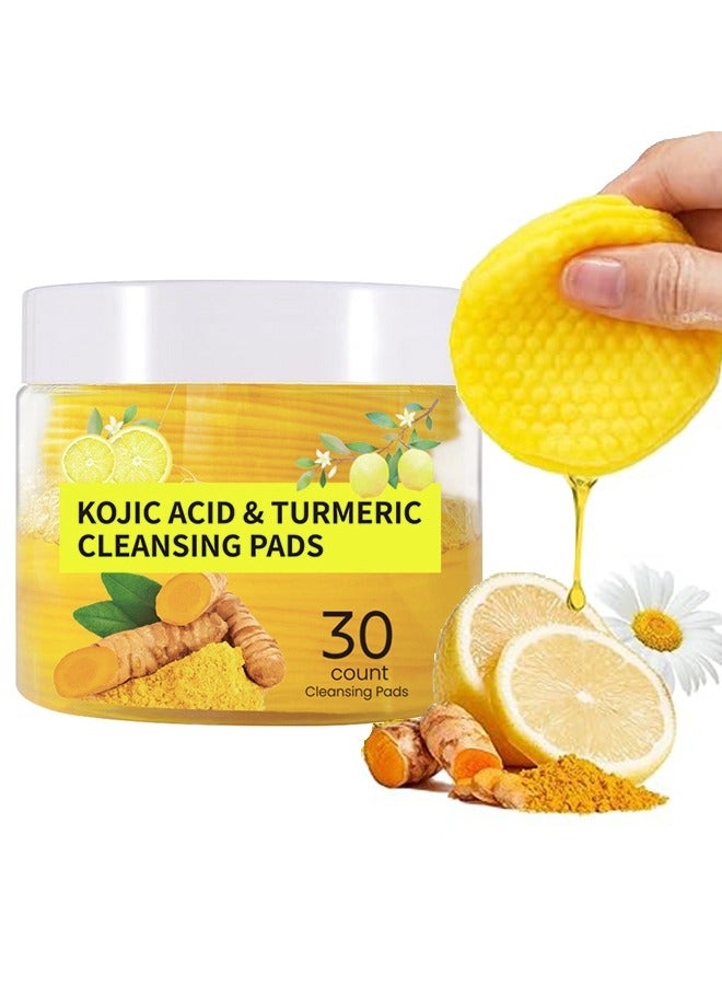 Kojic acid & Turmeric Cleansing Pads, Turmeric Exfoliating Face Scrub Pads, Turmeric Cleansing Pads Helps Balance Skin Oil And Water, 50 Pads