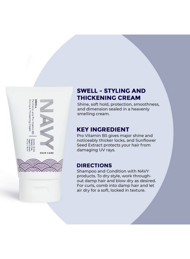 Navy Swell Hair Styling And Thickening Cream For Voluminous Looks 4 Oz 118 Ml Hair Thickening Cream For Men & Women Perfect For Thin Flat Fine Or Weak Hair