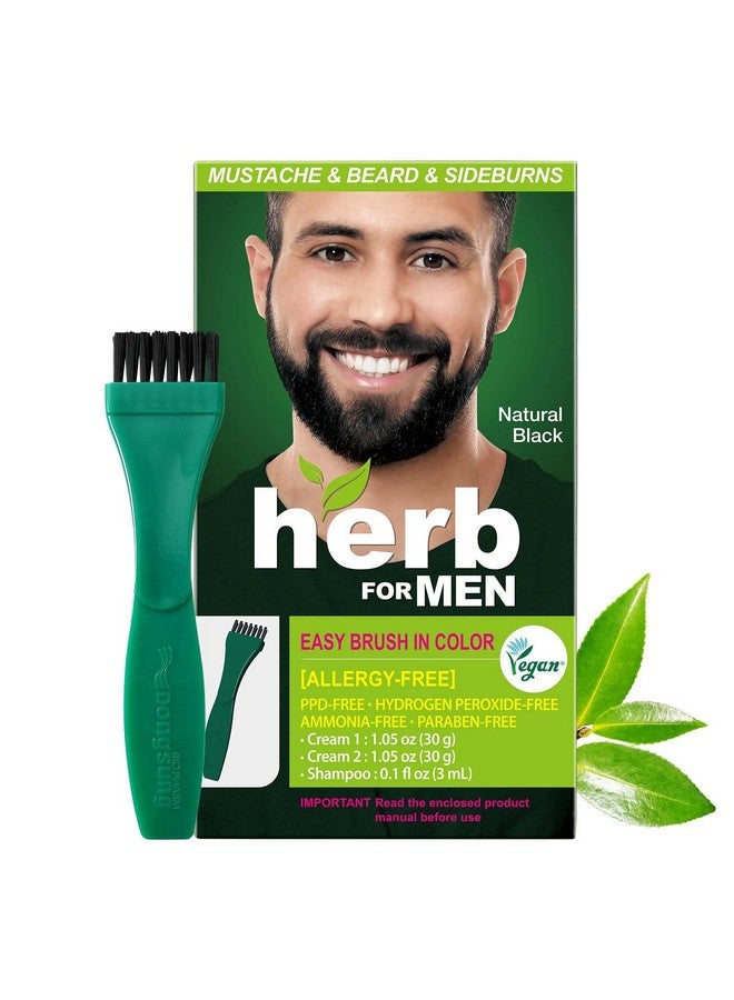 Herb For Men Ppd & Ammonia Free Mustache & Beard Dye Vegan Natural Ingredients Odorless No More Skin Irritations From Coloring For Sensitive Skin (Natural Black 1 Pack)