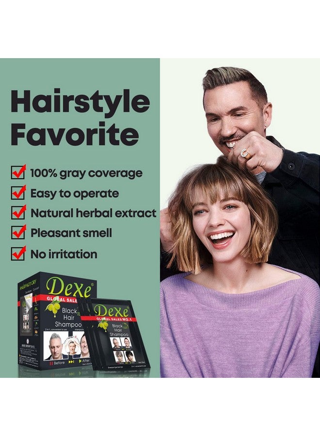 10 Pcs Dexe Hair Shampoo Instant Hair Dye For Men Women Black Color Simple To Use Hair Dye Permanent Last 30 Days Natural Ingredients For Woman&Man