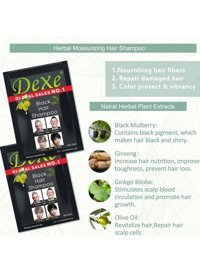 10 Pcs Dexe Hair Shampoo Instant Hair Dye For Men Women Black Color Simple To Use Hair Dye Permanent Last 30 Days Natural Ingredients For Woman&Man