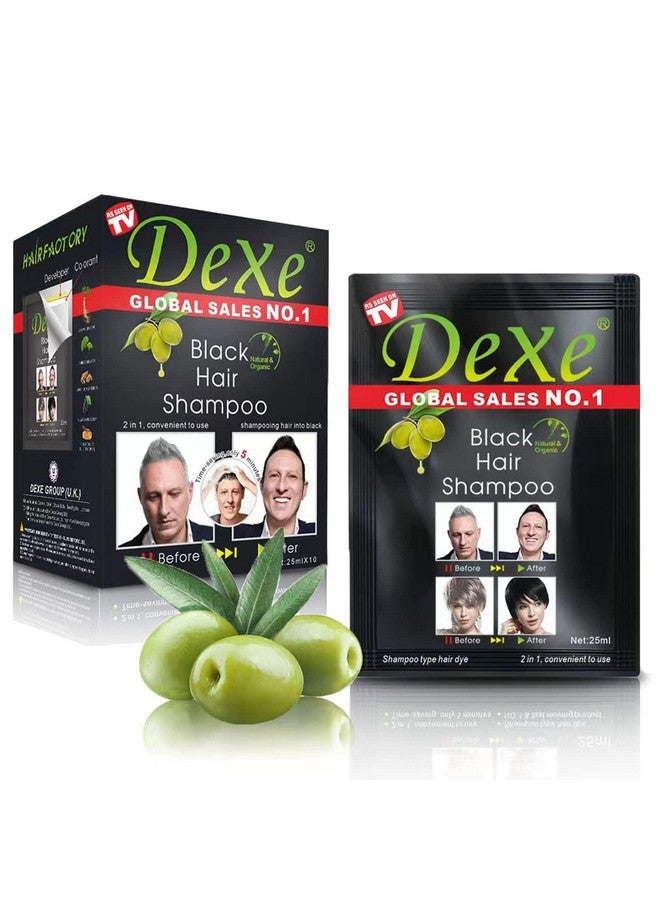 10 Pcs Dexe Hair Shampoo Instant Hair Dye For Men Women Black Color Simple To Use Hair Dye Permanent Last 30 Days Natural Ingredients For Woman&Man