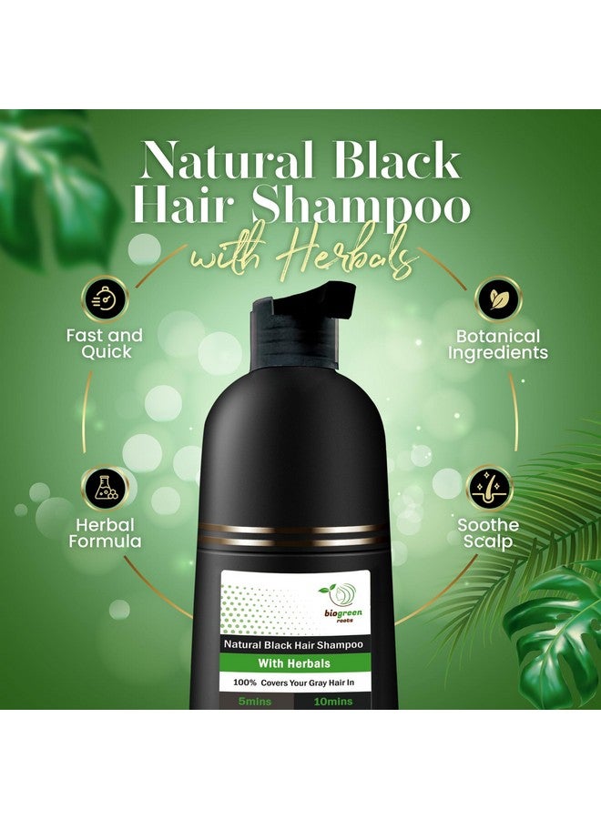 Herbal Natural Black Hair Color Shampoo (400Ml) With 200Ml Hair Treatment For Grey Hair Coverage In 10 Minutes Hair Coloring For Men Women All Hair Types Natural Black Hair Dye