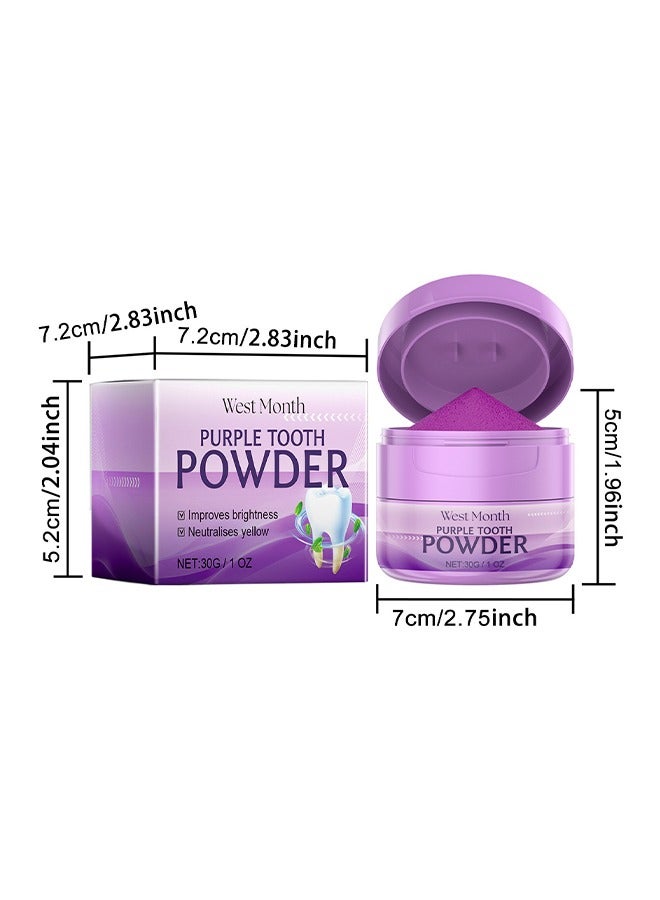 Purple Tooth Powder - Teeth Whitening, Teeth Color Corrector Toothpaste, Tooth Stain Removal, Color Corrector Purple Tooth Powder, Teeth Whitener 30g