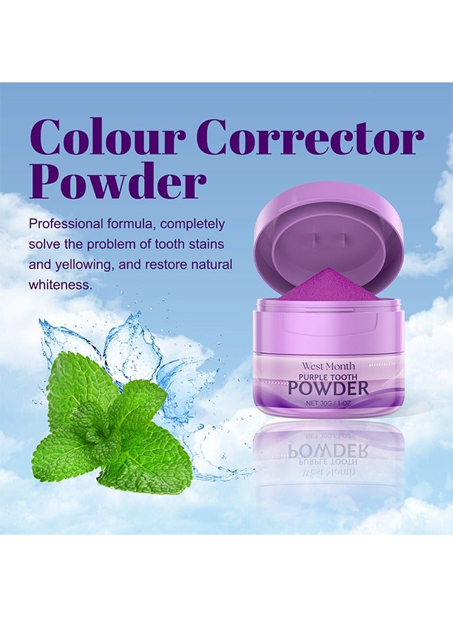 Purple Tooth Powder - Teeth Whitening, Teeth Color Corrector Toothpaste, Tooth Stain Removal, Color Corrector Purple Tooth Powder, Teeth Whitener 30g