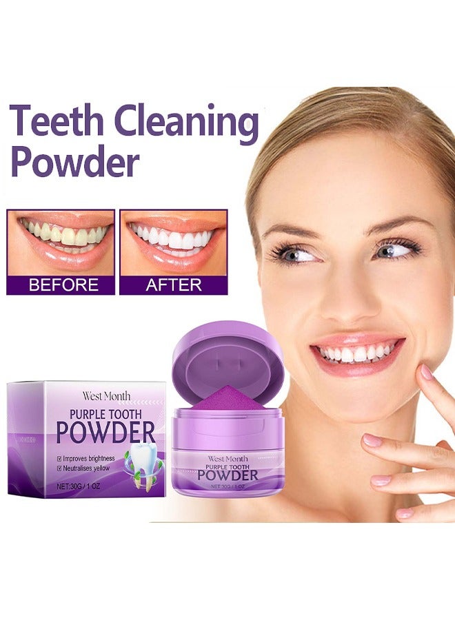 Purple Tooth Powder - Teeth Whitening, Teeth Color Corrector Toothpaste, Tooth Stain Removal, Color Corrector Purple Tooth Powder, Teeth Whitener 30g