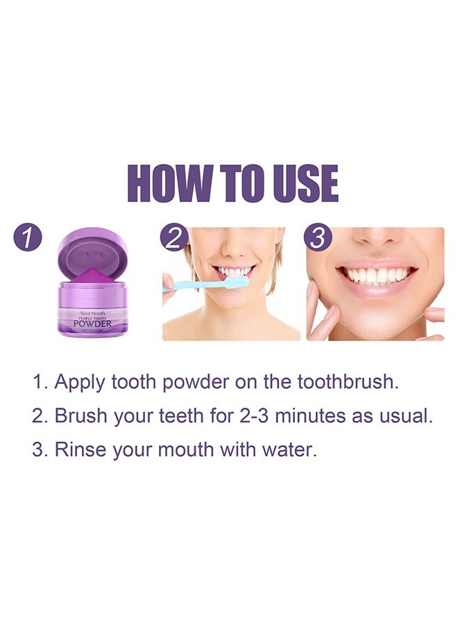 Purple Tooth Powder - Teeth Whitening, Teeth Color Corrector Toothpaste, Tooth Stain Removal, Color Corrector Purple Tooth Powder, Teeth Whitener 30g