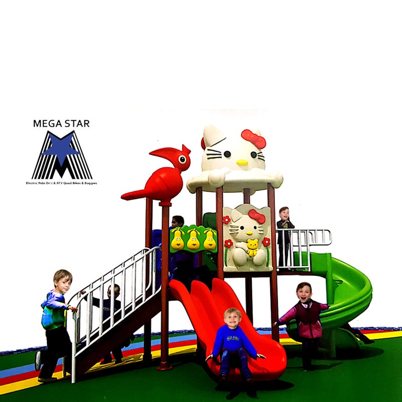 Megastar Kitty Bird Slidehouse Playset with Triple slides & Deck- 810 cms 407X283X317cm