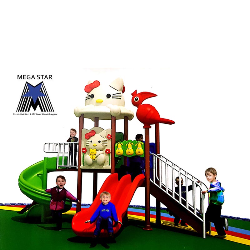 Megastar Kitty Bird Slidehouse Playset with Triple slides & Deck- 810 cms 407X283X317cm