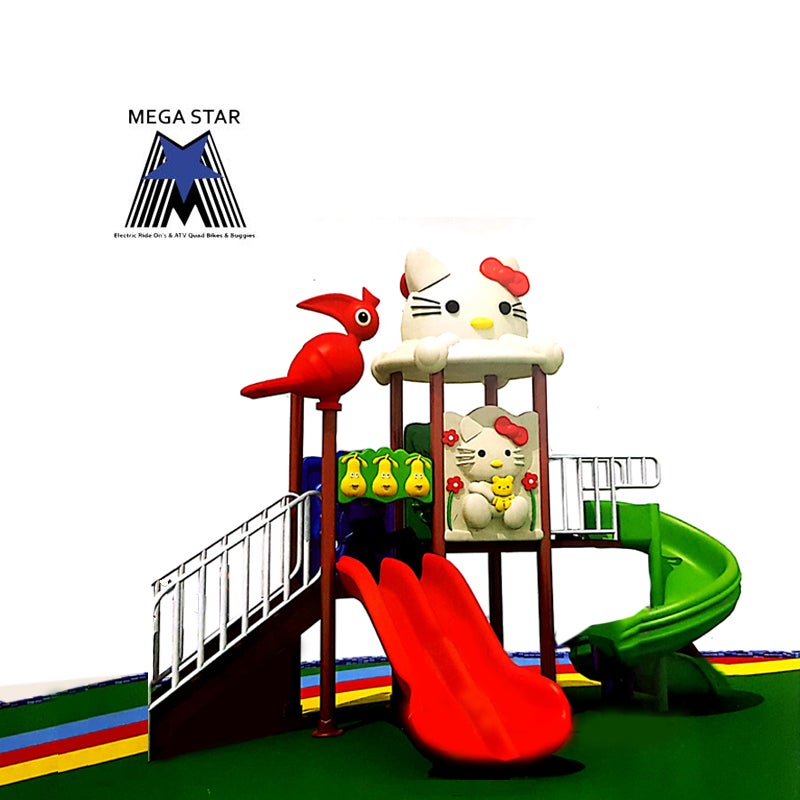 Megastar Kitty Bird Slidehouse Playset with Triple slides & Deck- 810 cms 407X283X317cm