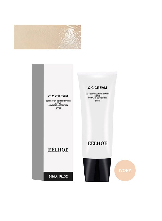 CC Cream SPF 50-CC Cream Self Adjusting For Mature Skin, Colour Correcting Face Sunscreen And Foundation, Pre-Makeup Primer Moisturizing Skin Concealer  (#Ivory)