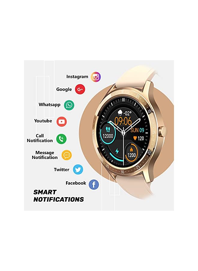 Fire-Boltt 360 Spo2 Full Touch Large Display Round Smart Watch With In-Built Games, 8 Days Battery Life, Ip67 Water Resistant With Blood Oxygen And Heart Rate Monitoring (Gold)