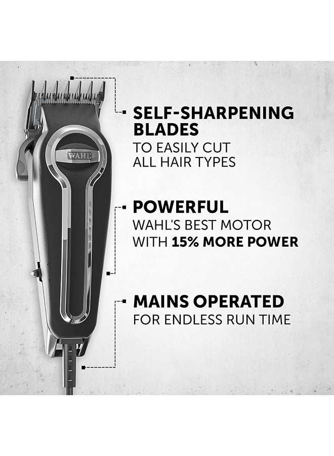 Elite Pro Hair Cutting Kit Powerful And Durable Motor Secure-Fit Premium Guide Combs 79602-300 Black/Silver