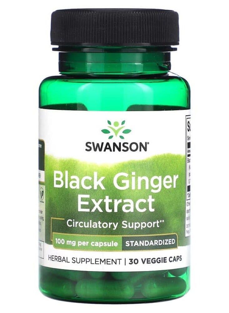 Swanson, Black Ginger Extract, 100 mg, 30 Veggie Caps