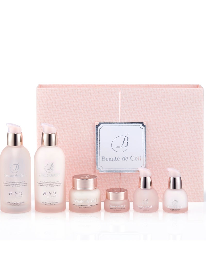 Beaute de cell Age Restoring Special Skin Care Set-3 | Rejuvenation & Elasticity | Deeply hydrating, pore refining | Korean skincare | Squalane, Argan Tree oil | Soluble Collagen | Niacinamide | Antiaging