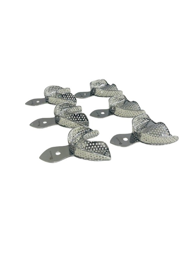 Dental Impression Trays Dentulous Perforated Kit, Stainless Steel, Set of 6