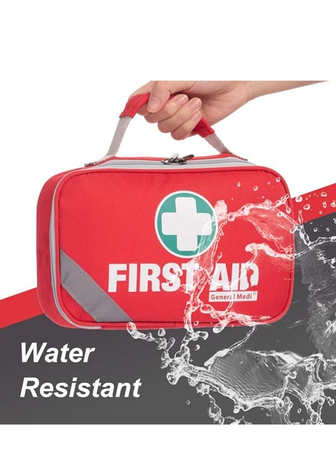 2-in-1 First Aid Kit (215 Piece Set) + 43 Piece Mini First Aid Kit -Includes Eyewash, Ice(Cold) Pack, Moleskin Pad and Emergency Blanket for Travel, Home, Office, Car, Workplace