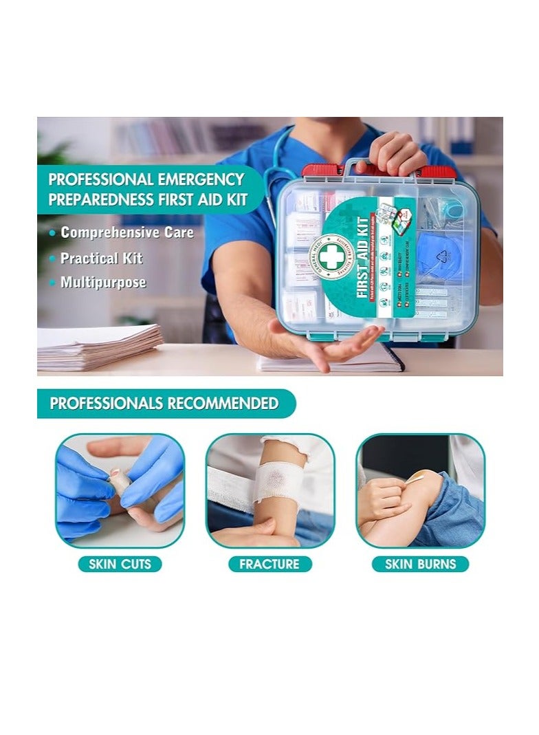 General Medi 420 Pieces Professional First Aid Kit - HardCase First Aid Box - Contains Premium Medical Supplies for Travel, Home, Office, Vehicle, Camping, Workplace & Outdoor