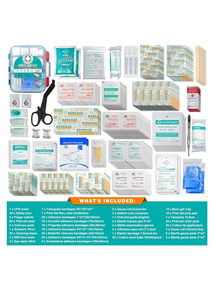 General Medi 420 Pieces Professional First Aid Kit - HardCase First Aid Box - Contains Premium Medical Supplies for Travel, Home, Office, Vehicle, Camping, Workplace & Outdoor