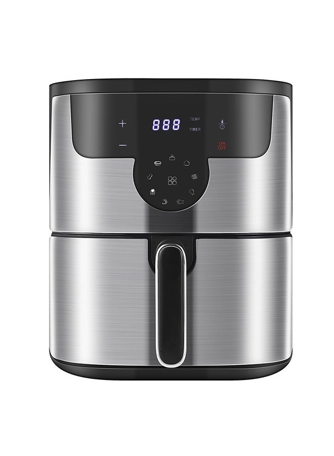 Air Fryer 10L, 9 Presets, One-touch Panel, 360° Turbo Airflow Tech, Stainless Steel LED Touch Display Countertop Air Fryers Nonstick & Dishwasher-Safe Basket,Stainless Steel Air Fryer,Metal Grey