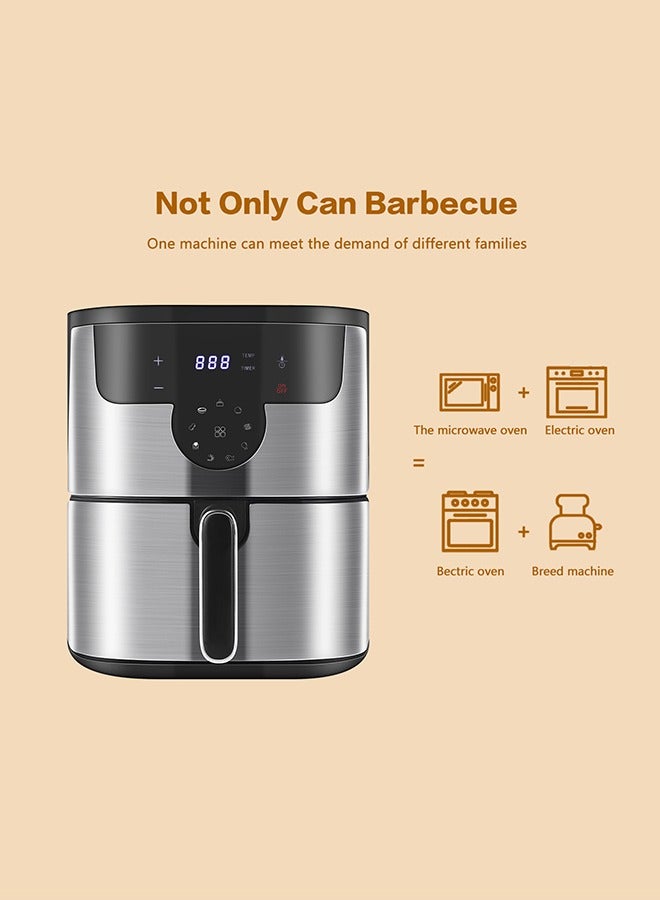 Air Fryer 10L, 9 Presets, One-touch Panel, 360° Turbo Airflow Tech, Stainless Steel LED Touch Display Countertop Air Fryers Nonstick & Dishwasher-Safe Basket,Stainless Steel Air Fryer,Metal Grey