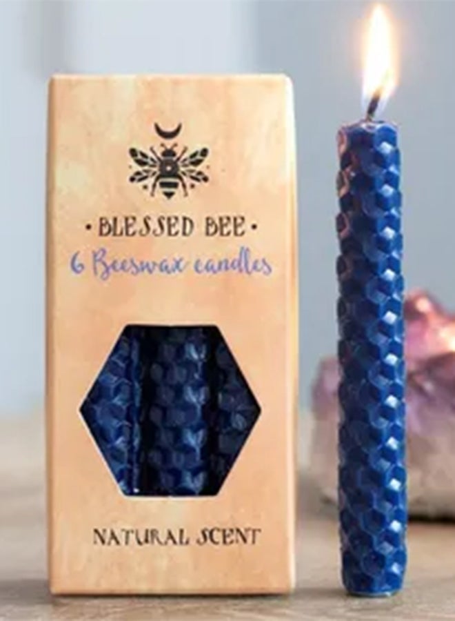 6-Piece Blessed Bee Spell Protection & Wisdom Candle Blue 11cm