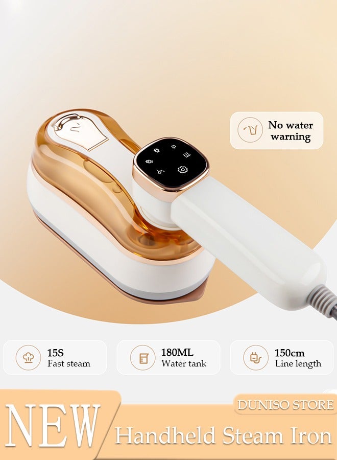 Handheld Steam Iron, Travel Mini Iron with LED Screen Display, 180° Rotating Foldable Handheld Garment Steamer, 30 Seconds Quick Heated, Support Dry and Wet Ironing for Home and Travel