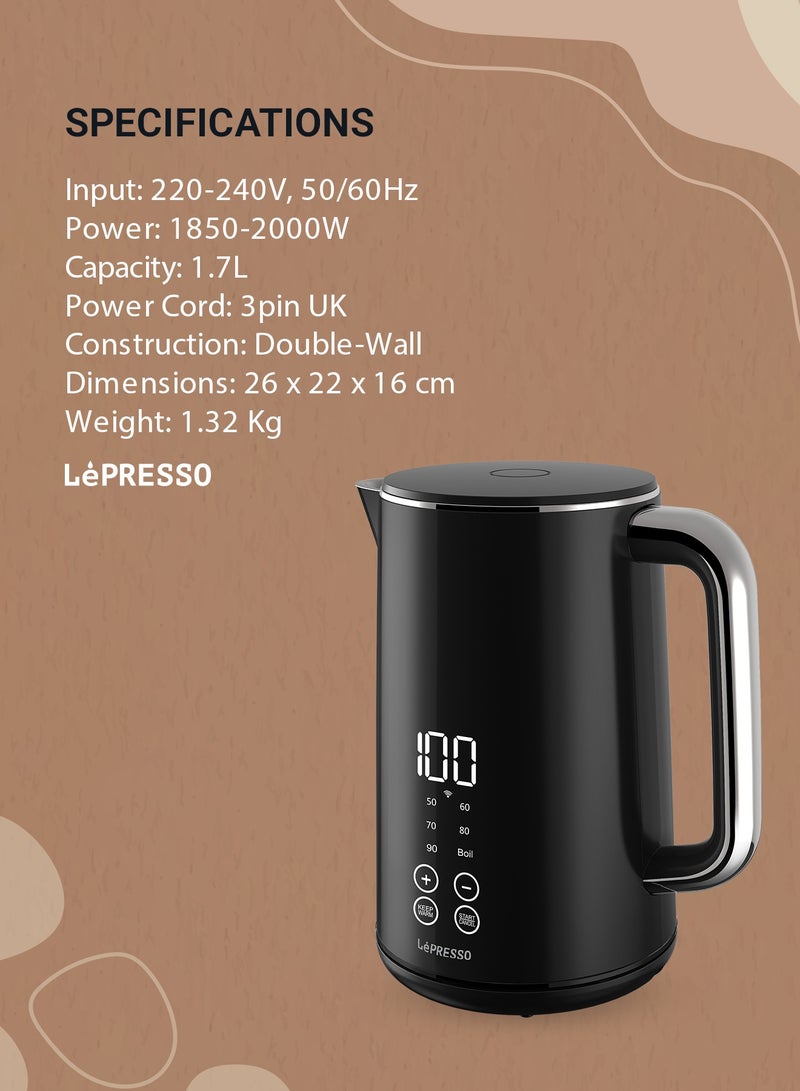 1.7L Smart Electric Kettle with Touch Panel and BS plug 2000W - Black