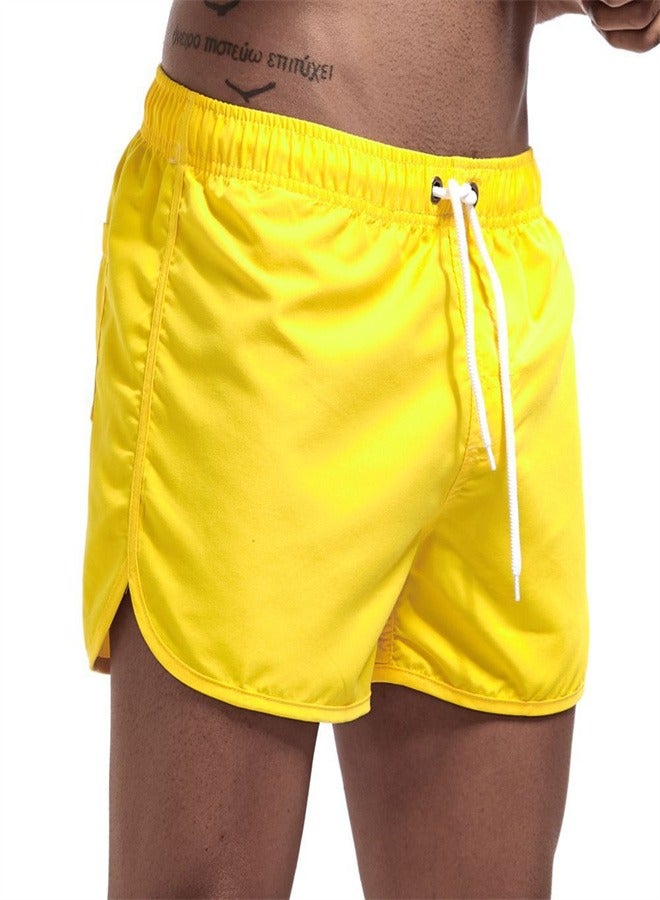 Beach Men's And Women's Quick Drying Sports And Fitness Summer Shorts Yellow