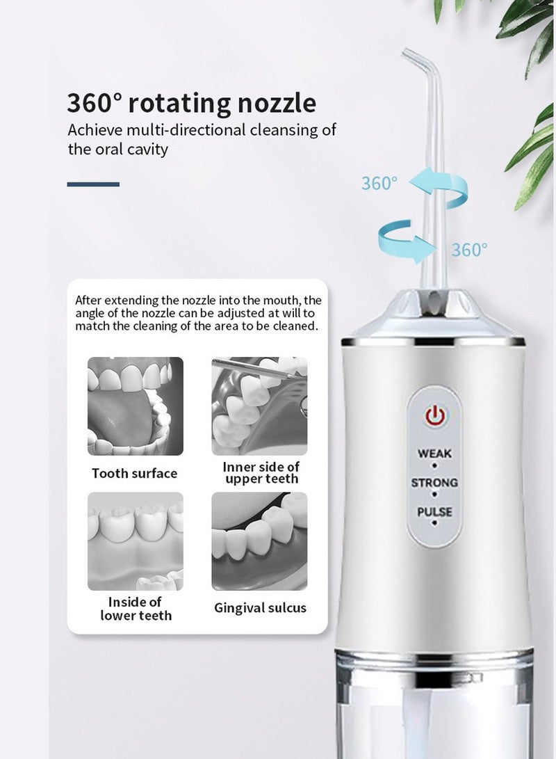 Dental Water Flosser, Oral Rinse, Cordless Dental Oral Rinse with 4 Nozzle Tips and 3 Different Water Pressure Modes