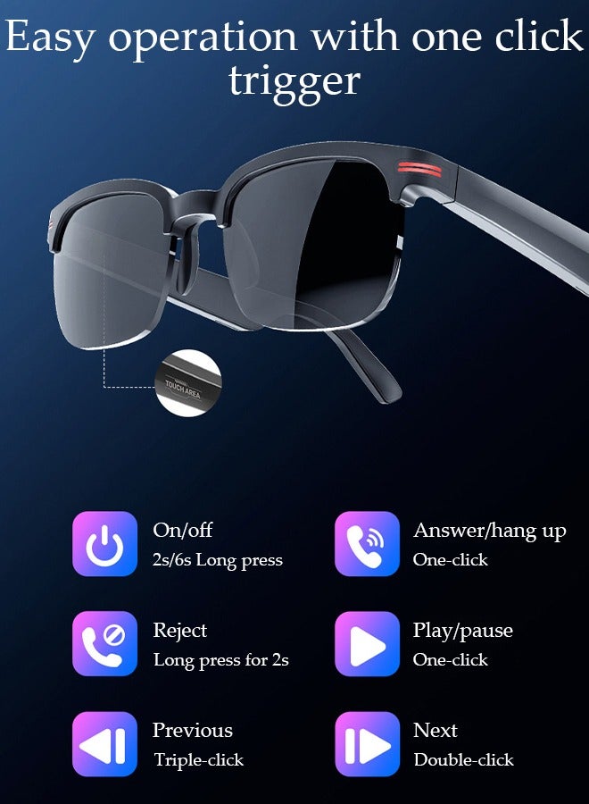 Smart Glasses,Bluetooth 5.3 Sunglasses Wireless Bluetooth Headset Waterproof Compatible with Smart Phones Easy to Make Phone Calls and Listen to Music Polarized Lenses