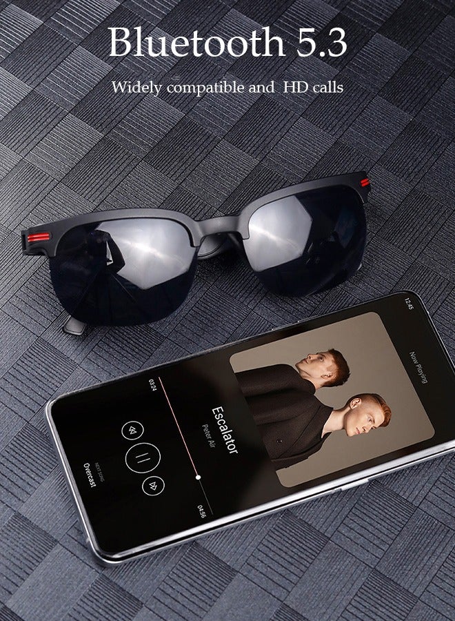 Smart Glasses,Bluetooth 5.3 Sunglasses Wireless Bluetooth Headset Waterproof Compatible with Smart Phones Easy to Make Phone Calls and Listen to Music Polarized Lenses