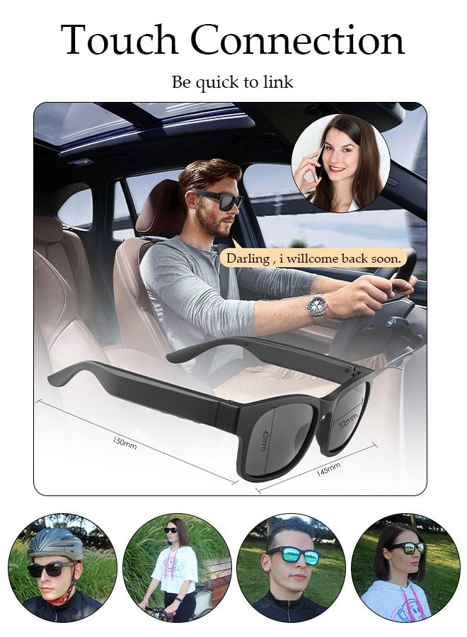 Smart Glasses,Bluetooth Sunglasses Wireless Bluetooth Headset Waterproof Compatible with Smart Phones Easy to Make Phone Calls and Listen to Music Polarized Lenses