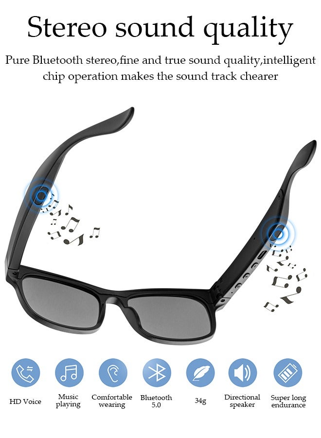 Smart Glasses,Bluetooth Sunglasses Wireless Bluetooth Headset Waterproof Compatible with Smart Phones Easy to Make Phone Calls and Listen to Music Polarized Lenses