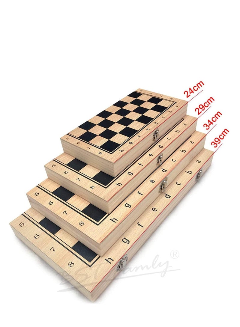 COOLBABY Large Chess, Checkers & Backgammon 3 in 1 Set - Outdoor & Travel Learning Game - Magnetic Chess Board - Wooden Chess Set (Size: 39 x 39 cm)