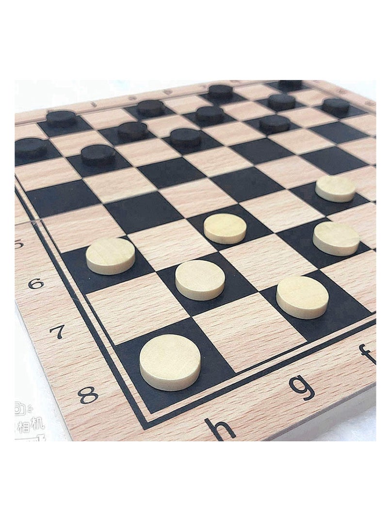 COOLBABY Large Chess, Checkers & Backgammon 3 in 1 Set - Outdoor & Travel Learning Game - Magnetic Chess Board - Wooden Chess Set (Size: 39 x 39 cm)