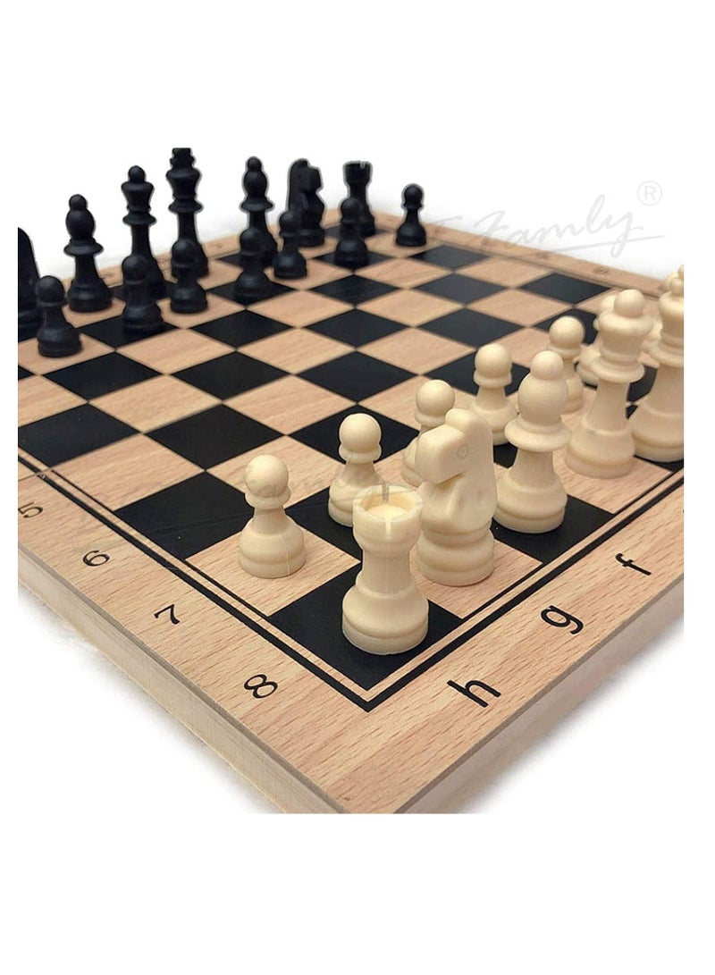 COOLBABY Large Chess, Checkers & Backgammon 3 in 1 Set - Outdoor & Travel Learning Game - Magnetic Chess Board - Wooden Chess Set (Size: 39 x 39 cm)
